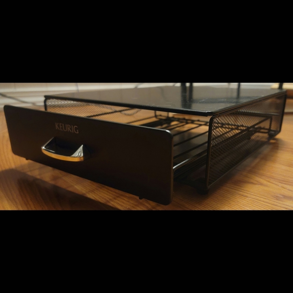 Keurig 2.0 Rolling K Cup Storage Pull Out Drawer Holds 28 K Cups Wheeled Black